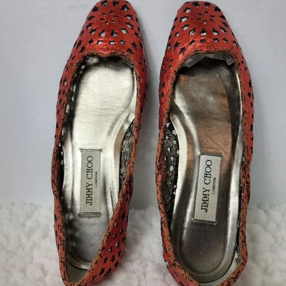 Jimmy Choo Women's Size 7 Momo  Star Res Laser Cut Ballet Flats
